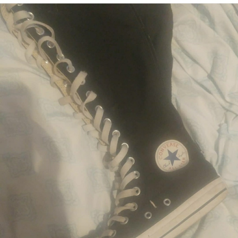 Knee high rave converse black 7